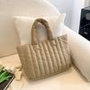 Ladies Tote Bags Large Capacity Cotton Padded Bag Solid Color Casual Fashion Nylon Elegant for Handbag