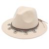 Flowing Beads Imitation Gemstone Tibetan Style Top Hat Jazz Dance Men'S And Women'S Big Eaves Hat