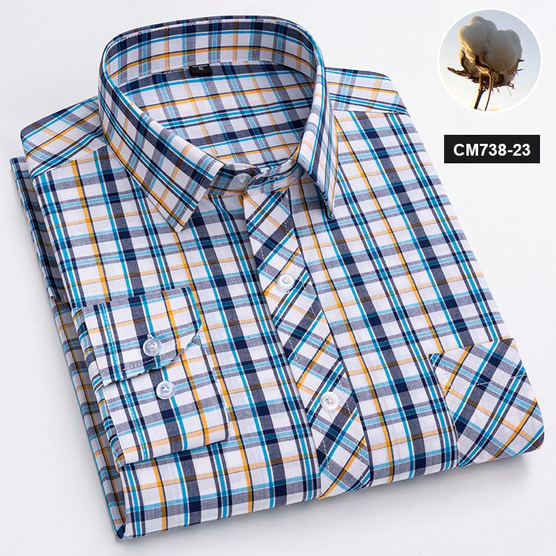 Neu im Hemd 100% Baumwolle Langarmhemden für Herren dünn slim fit formell einfarbiges Hemd karierte Designer-Oberteile Büro elegante Kleidung