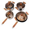 Stainless Steel Cookware Set Wooden Handle Multifunctional Kitchen Cooking Set for Steaming Boiling Making Soup