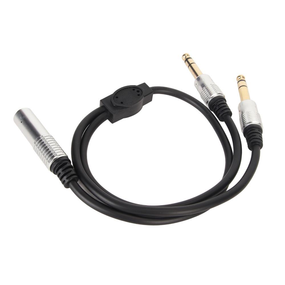 1.6ft 6.35mm Female To 2 Male Cable Plug and Play Speaker Y Extension Cable  Microphone Use