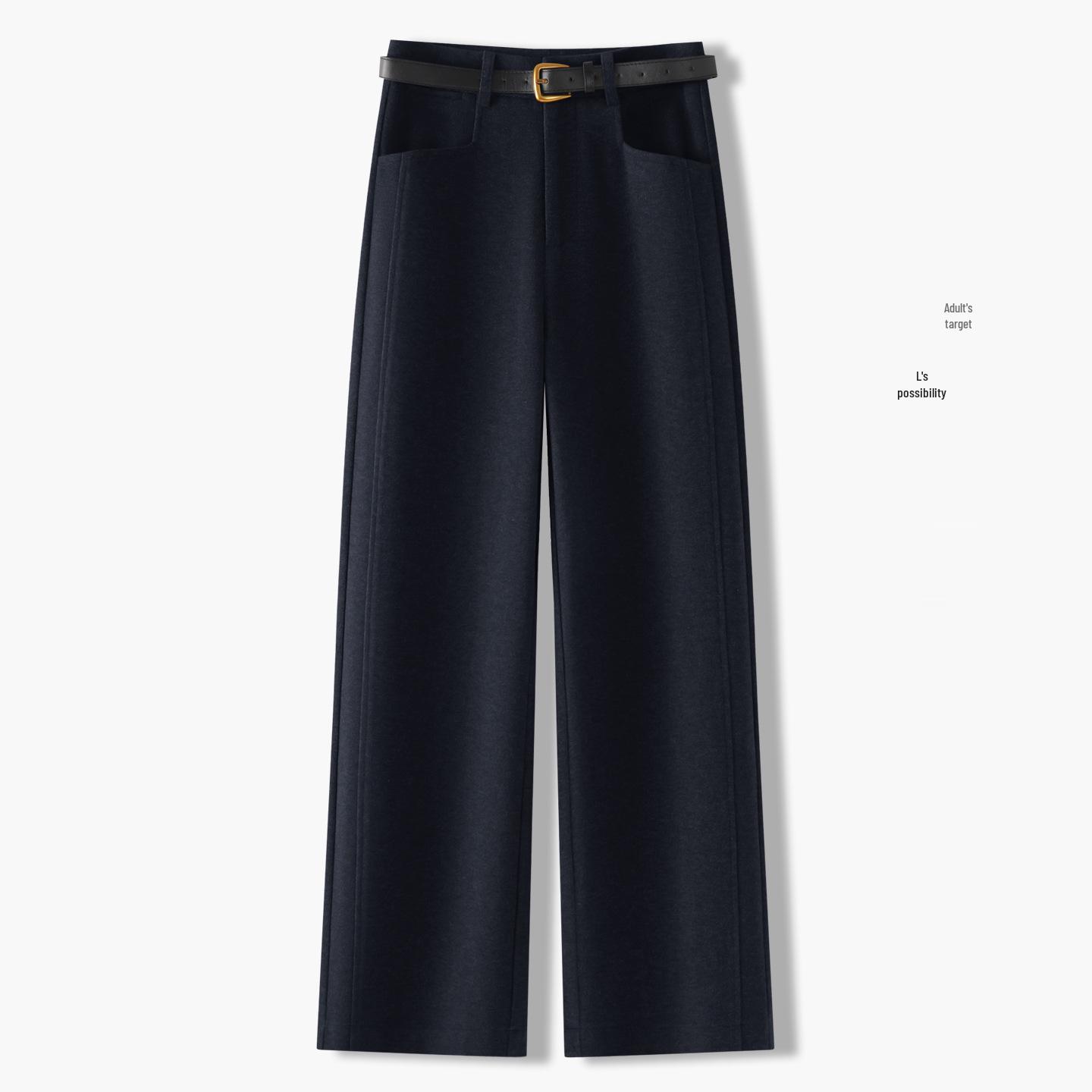 

Elegant High-Waisted Wool Wide-Leg Pants for Women - Autumn/Winter 2025 29/XL (115-125 jin) темно-синього кольору