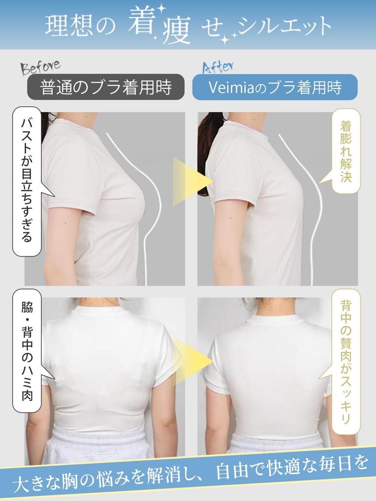 [veimia] Bra That Makes Breasts Appear Smaller, 0.2cm Ultra-thin Design, 5cm Lift To the Chest Line, Jelly Strip Support, Prevents Sagging and Bouncin