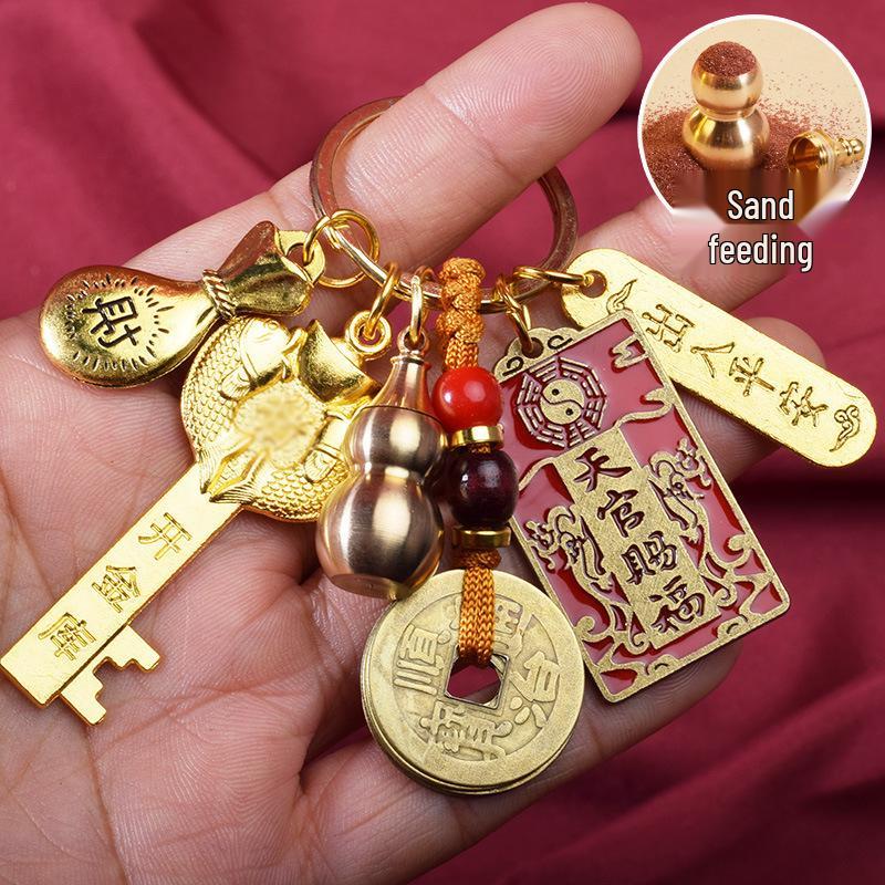 Breloc Pandantiv Cheie de Aur Anul Zodiacal Chinezesc 2026 - Ornament Tian Guan Ci Fu Taoist