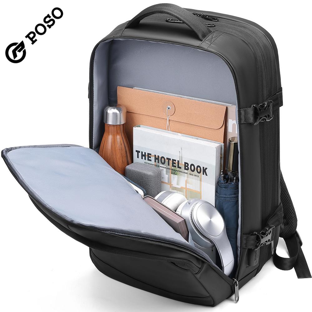 Pánský batoh pro 17/17,3palcový notebook Velkokapacitní 45 l Rozšiřitelný, S nabíjecím portem USB, otevírání o 180°, Kufr o velikosti 22 palců