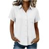 Women's Casual Short Sleeve Button Down Shirt Relaxed Fit Lightweight Blouse with Collar and Front Pocket for Everyday Wear