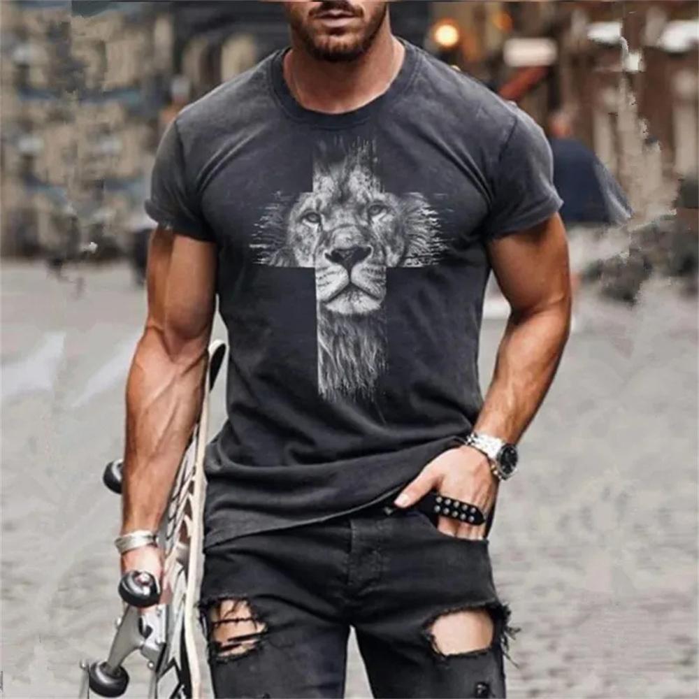 New Hot Sell Men's T-Shirt 3D Vintage Print T Shirts Summer Round Neck Cool Oversize Muscle Streetwear Clothing T Shirt Tops