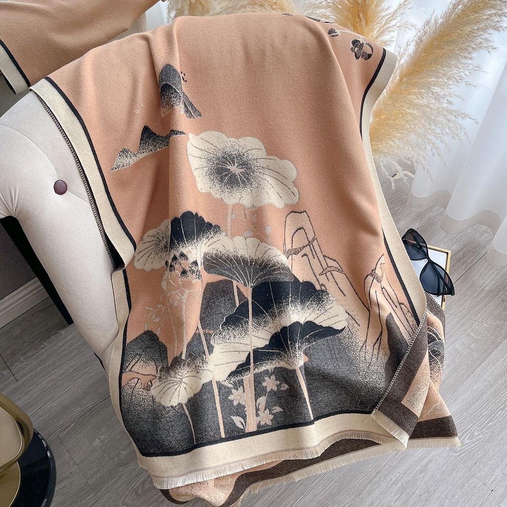 Korean Version Of Jacquard Warm Fashion Temperament Scarf Dual-Purpose Air-Conditioned Room Shawl Thickened Shawl