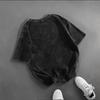 Heavy Washed Black Short-sleeved T-shirt Men's and Women's Summer Loose Large Size Couple Ins Trendy Brand Casual Half-sleeved T-shirt Large Size