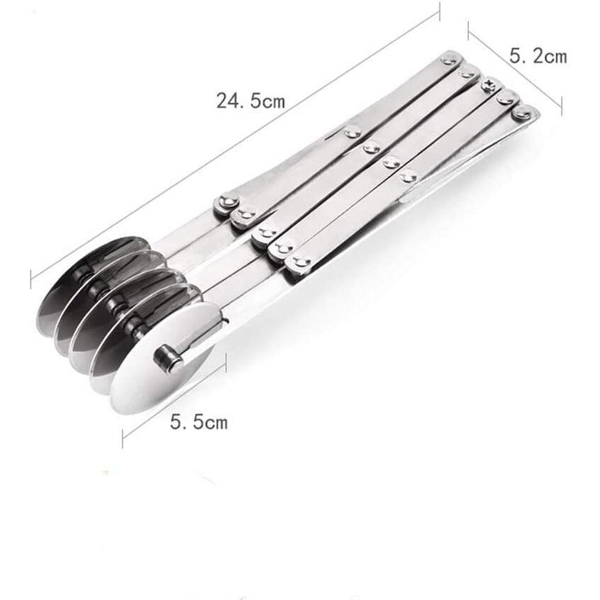 AMRINUGL 5-Wheel Adjustable Dough Cutter, Stainless Steel, 24.5 Cm, Silver, Pastry Divider for Baking