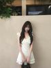 French Ruffle Edge Small Flying Sleeves White Suspender Dress Women's Summer Temperament Thin First Love Small White Dress