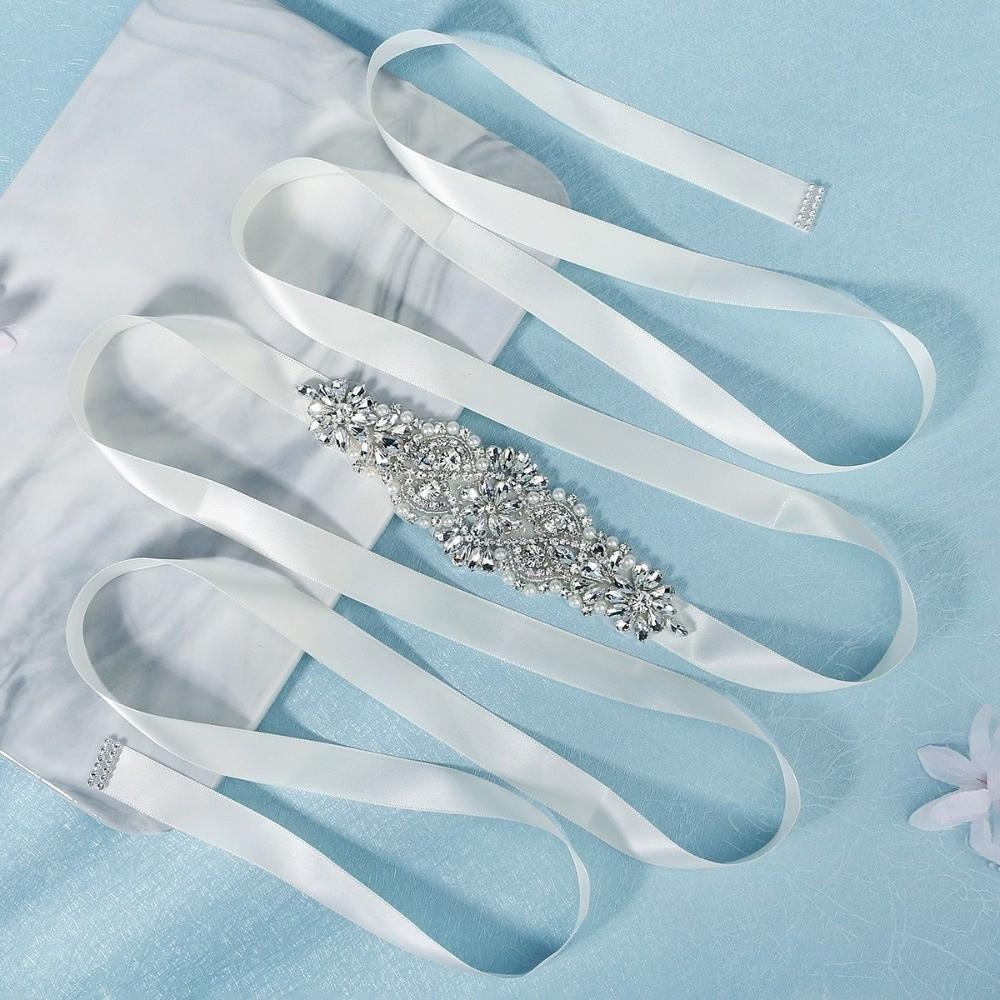 Ribbon Bridal Belt Silver Bridal Sashes Fashion Wedding Belt  Women