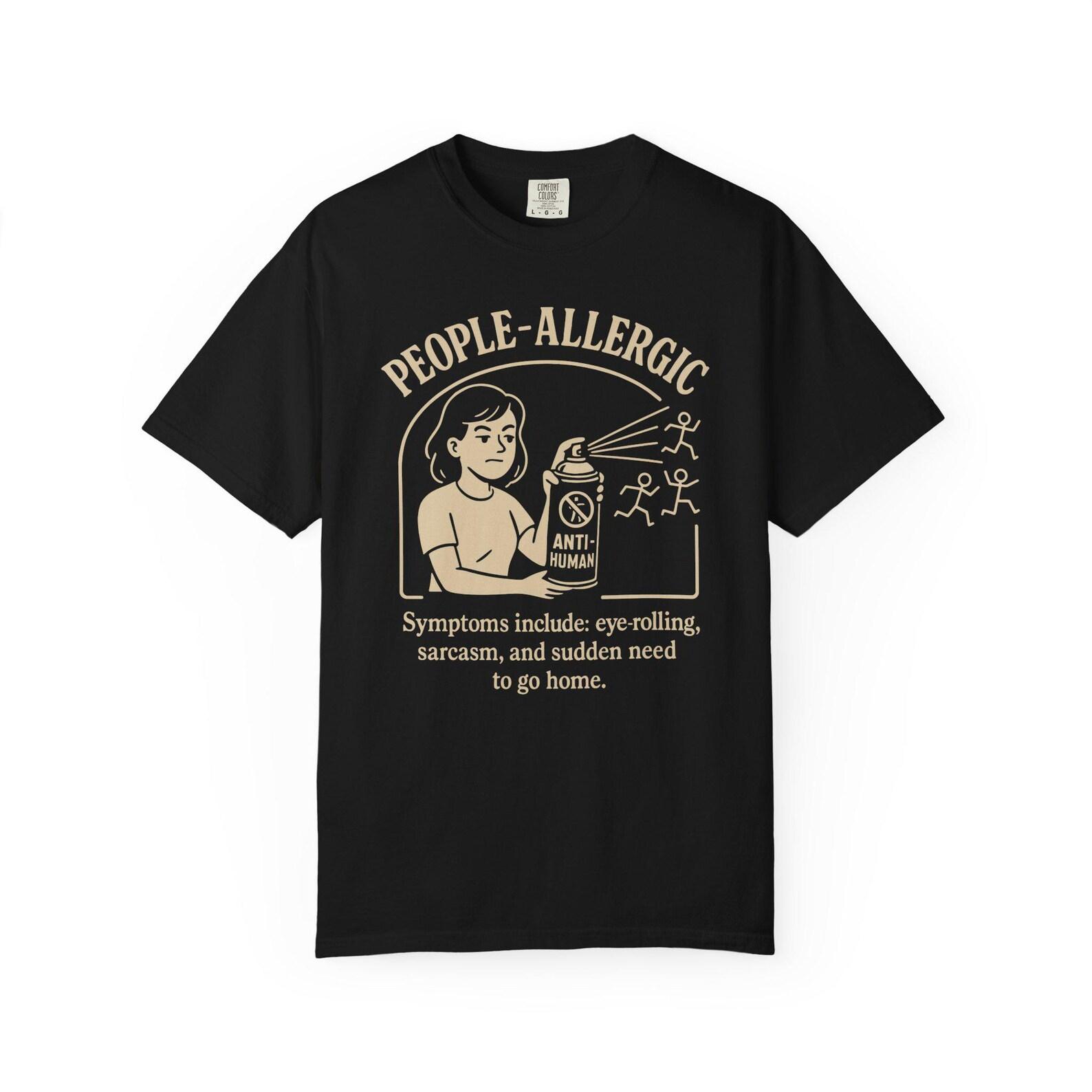 People-Allergic T-Shirt: Funny Anti-Social Vintage Comfort Colors 1717 Tee 3XL