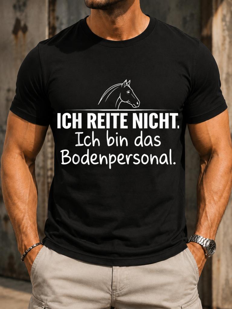 I Do Not Ride I Am Ground Crew Equestrian Joke With Horse Line Art Illustrated With Bold Themed Unisex All TShirt