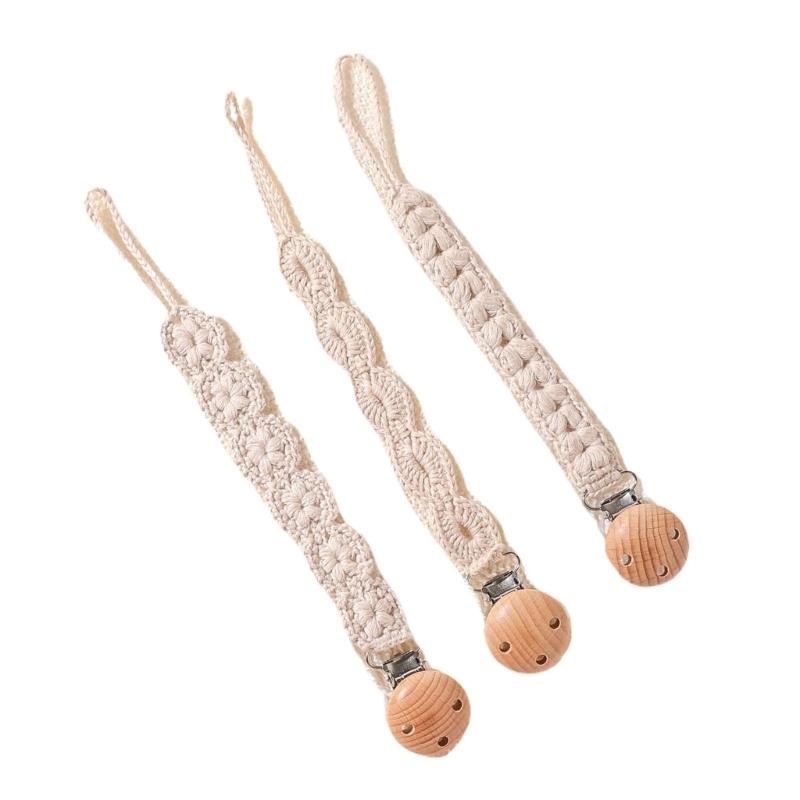 3pcs Newborns Dummy Chain Baby Soother Chain Pacifier Holder Woven Dummy Clip Toddlers Infant Pacifier Strap Baby Supply
