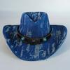 Vintage Denim Cowboy Hat For Men Women Cowgirl Hat Belt Hand-Torn Tassels Jazz Cowboy Hatfedora Hat Cloche Church Sombrero