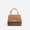 Color-blocking Leather Handbag, Crossbody Trendy Bag, High-quality Commuter Single-shoulder Bag, Niche Leather Hand-held Bag