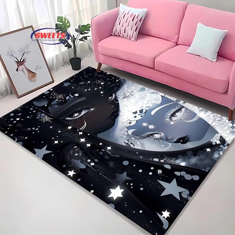 New To Moon and Sun Carpet, Anti-slip Sound Insulation, Add Soft and Comfortable,Living Room Bedroom Office Area Can Be Used Mat