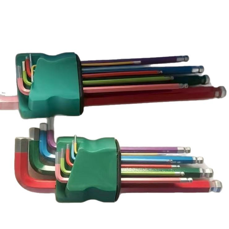 Colorful Powder Coated Hex Socket Medium Long Ball Head L-Wrench Set