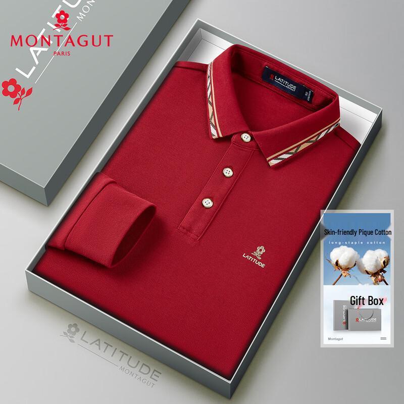 MONTAGUT Men s Anti-Bacterial Long-Sleeve Polo T-Shirt 54