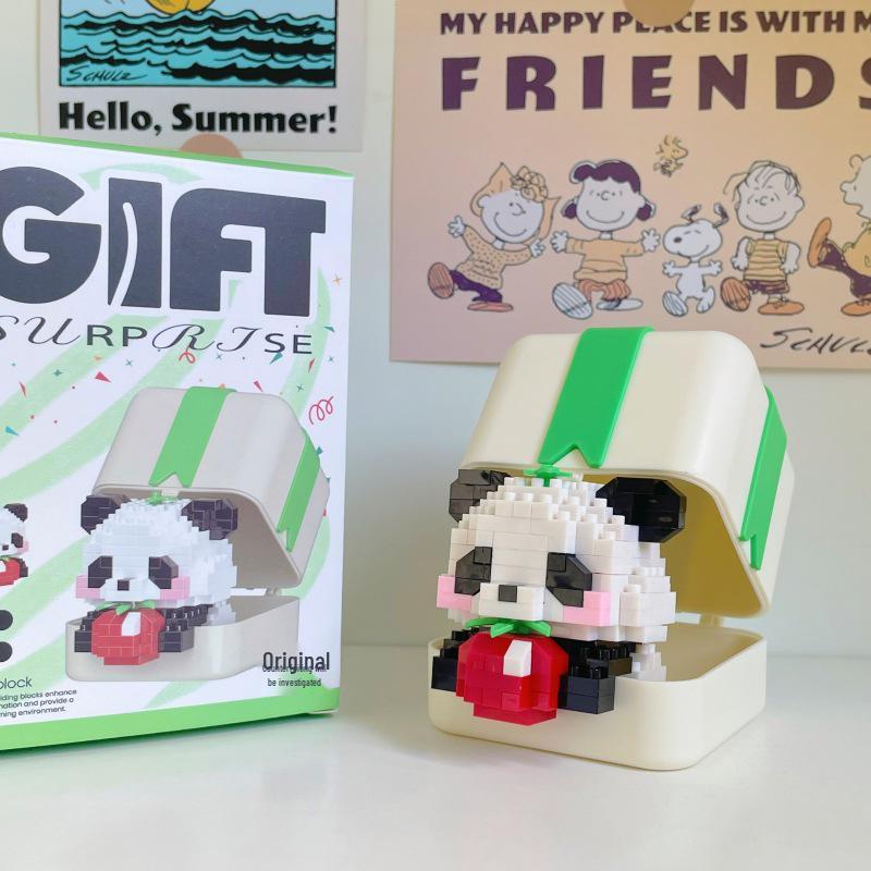 LEGO Compatible Red Panda & Rabbit Plush Ornament Building Set - Cute Pet Gift & Educational Toy for Kids