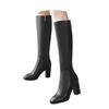 Stiefel Damen kniehoch Plateau Damen Leder Modisch Langer Schaft Blockabsatz Spitze Seite Reißverschluss Zapatos Para Mujer