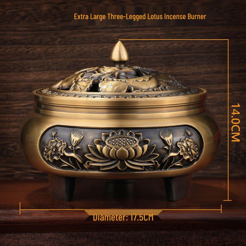 Large Antique Brass Sandalwood Incense Burner for Indoor Use - Retro Coil Design for Tea Ceremony
