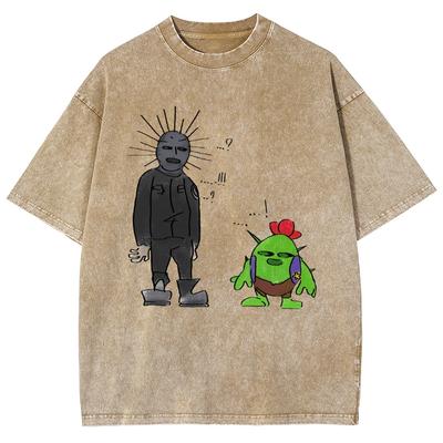 Vyriški skalbti vintažiniai marškinėliai Street Retro Punk T marškinėliai moterims Harajuku Laisvalaikio medvilniniai trumpomis rankovėmis rūgštinio plovimo T marškinėliai viršus
