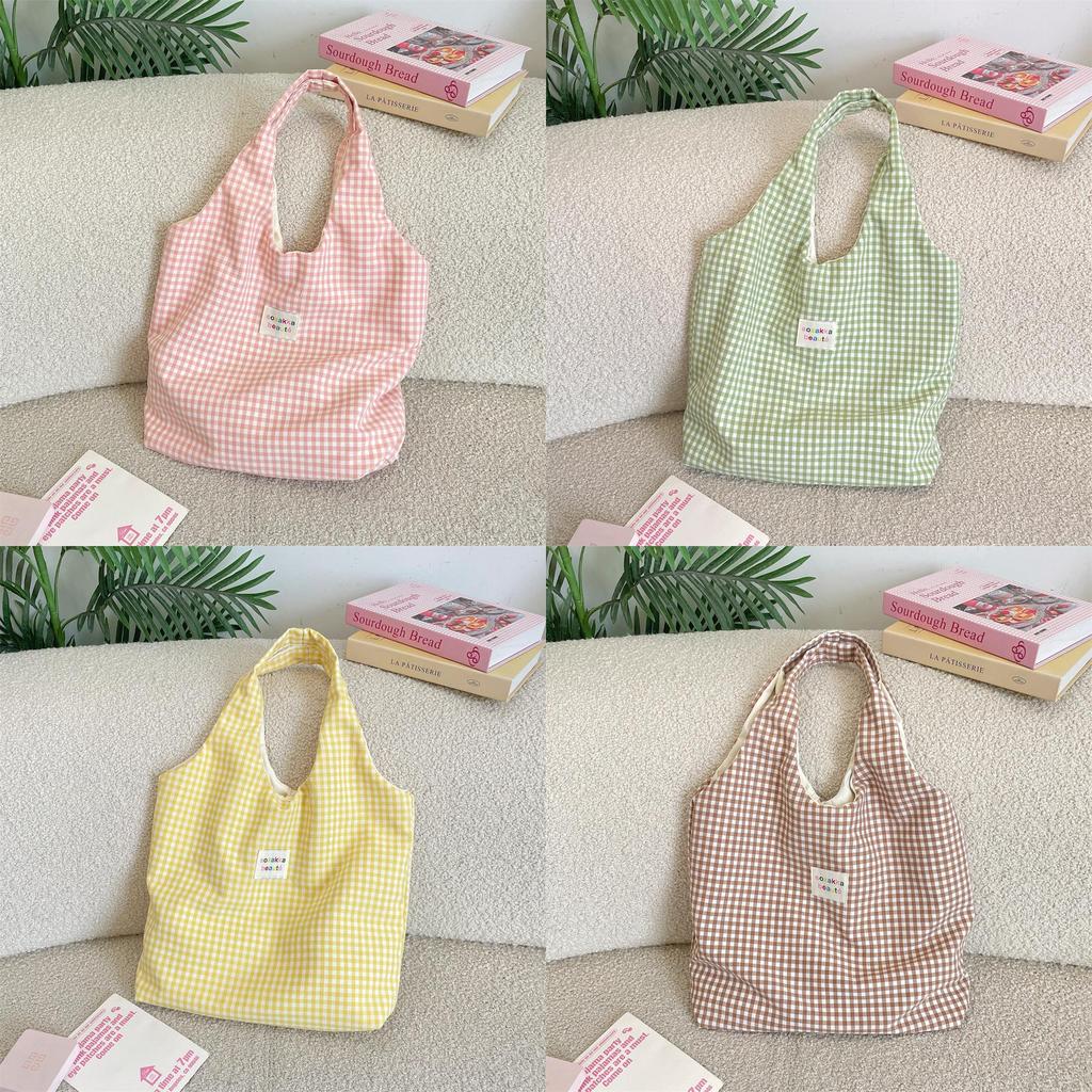 Casual Polyester Tartan Shoulder Bag With Inner Zipper Pocket For Daily Use