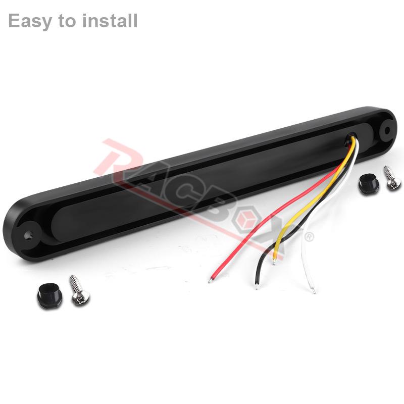 2pcs 15 LED Trailer Tail Light Bar Stop Brake Turn Signal Light Sequential Strobe LED Strip Lamp Smoked Lens Pickup Truck RV UTV