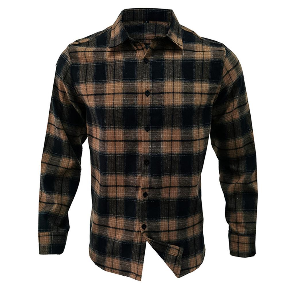 Mens Button Down Shirt Casual Flannel Plaid Slim Fit Long Sleeve Spread Collar Lightweight Tops