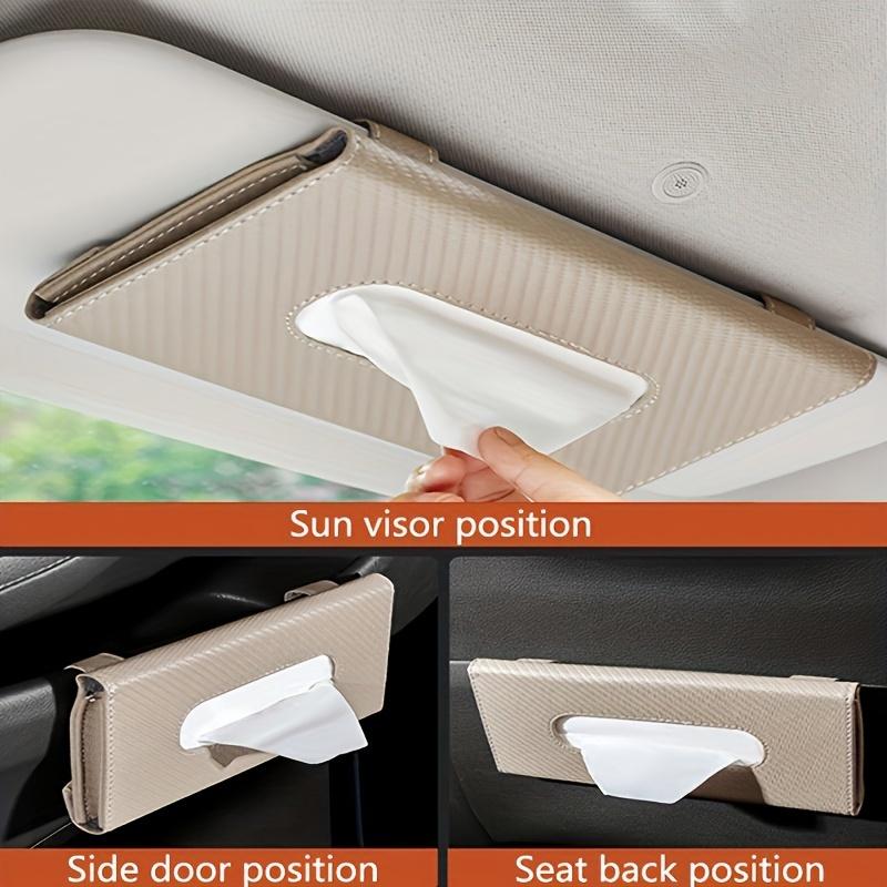 1PC Car Tissue Holder, Car Visor Napkin Box, Multi-functional PU Leather Rear Seat Tissue Box Tissue Bag, Suitable for All Models