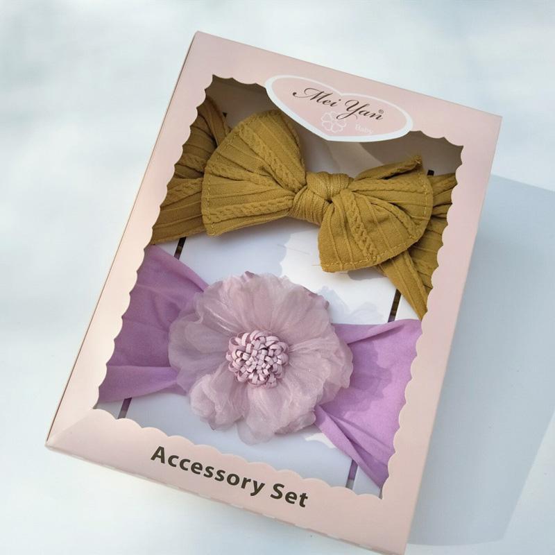 Headbands 2 Newborn Baby Pcsset Flower Bows Kids Baby Hair Band Solid Color Infant Baby Hairbands Baby Girls Hair Accessories