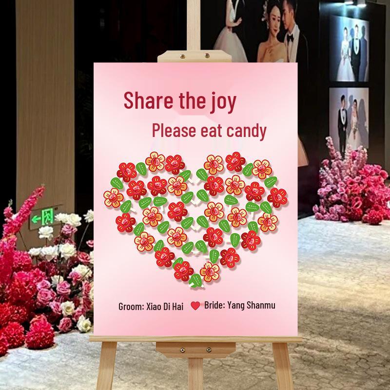 Creative Wedding Engagement Candy Lollipop Welcome Sign and KT Board Backdrop Decoration
