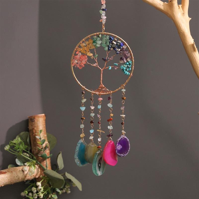 Luxus-Achat Lebensbaum Traumfänger Ästhetisch Lustige Windspiele Kreative Kunst Makramee-Ornament Heimwanddekoration Handwerk Geschenk