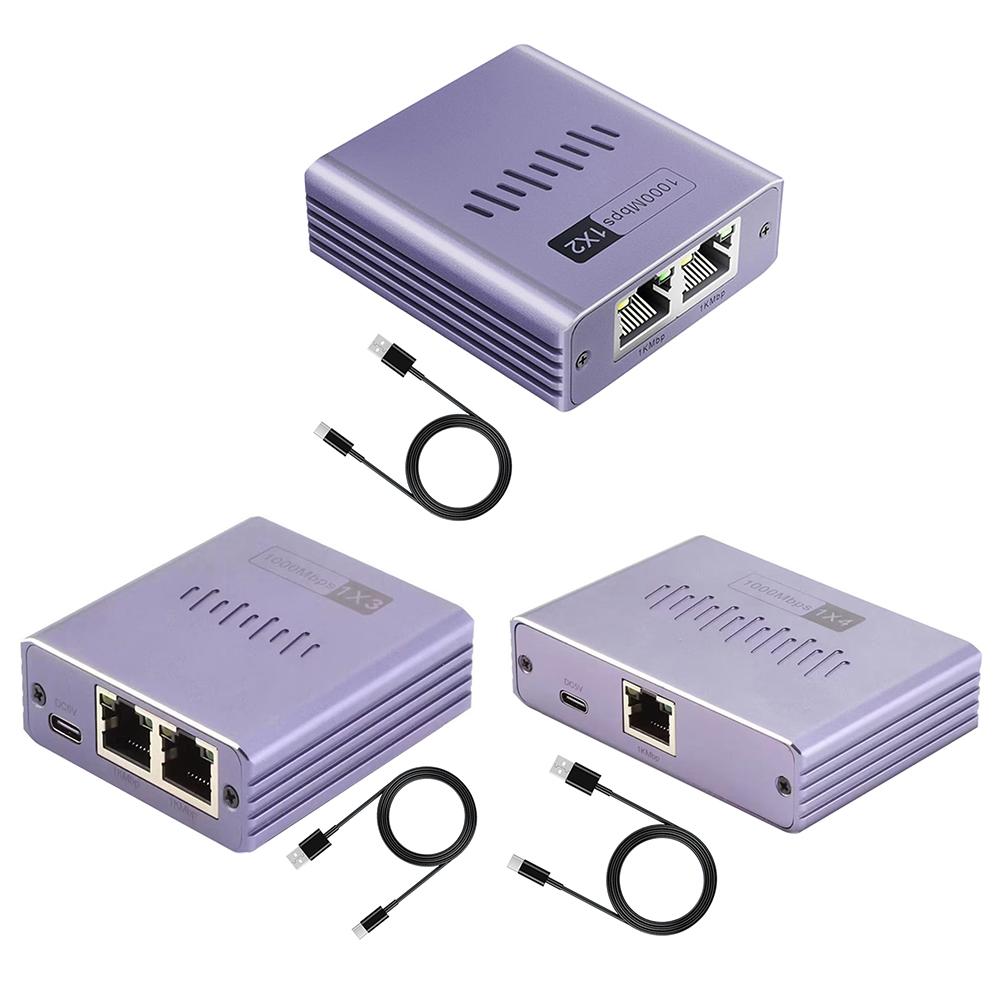 Gigabit Ethernet Splitter 1 To 2/3/4 Ethernet Cable Splitter 1000Mbps Network RJ45 Splitter Network Connector for Cat6/7/8 Cable