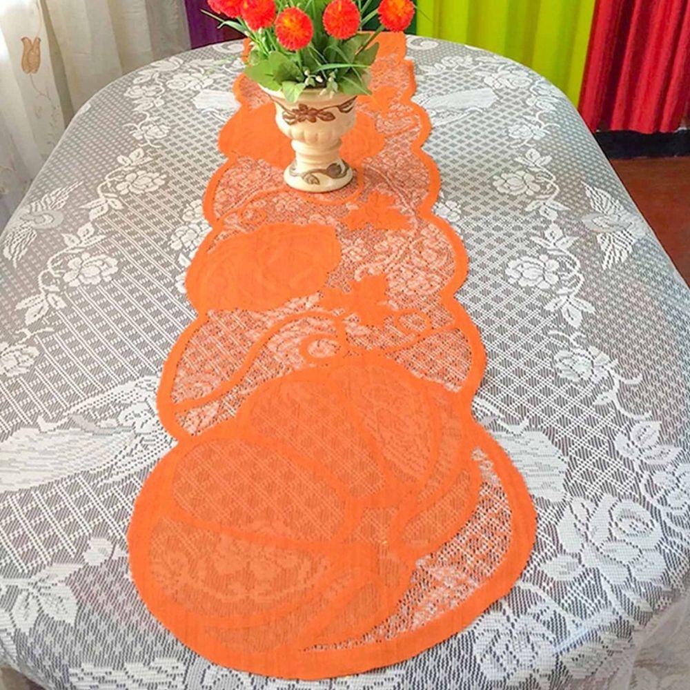 Lace Maple Leaves Pumpkin 72 X 13 Inch Halloween Decorations Table Runner Table Cloth Table Cover