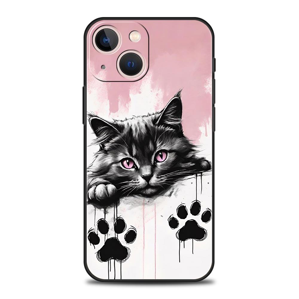 Daily Life of Cute Cats Phone Case For iPhone 17 16 15 Pro Max 11 12 13 14 7 8 Plus SE 2020 X XR XS Cover Soft Black