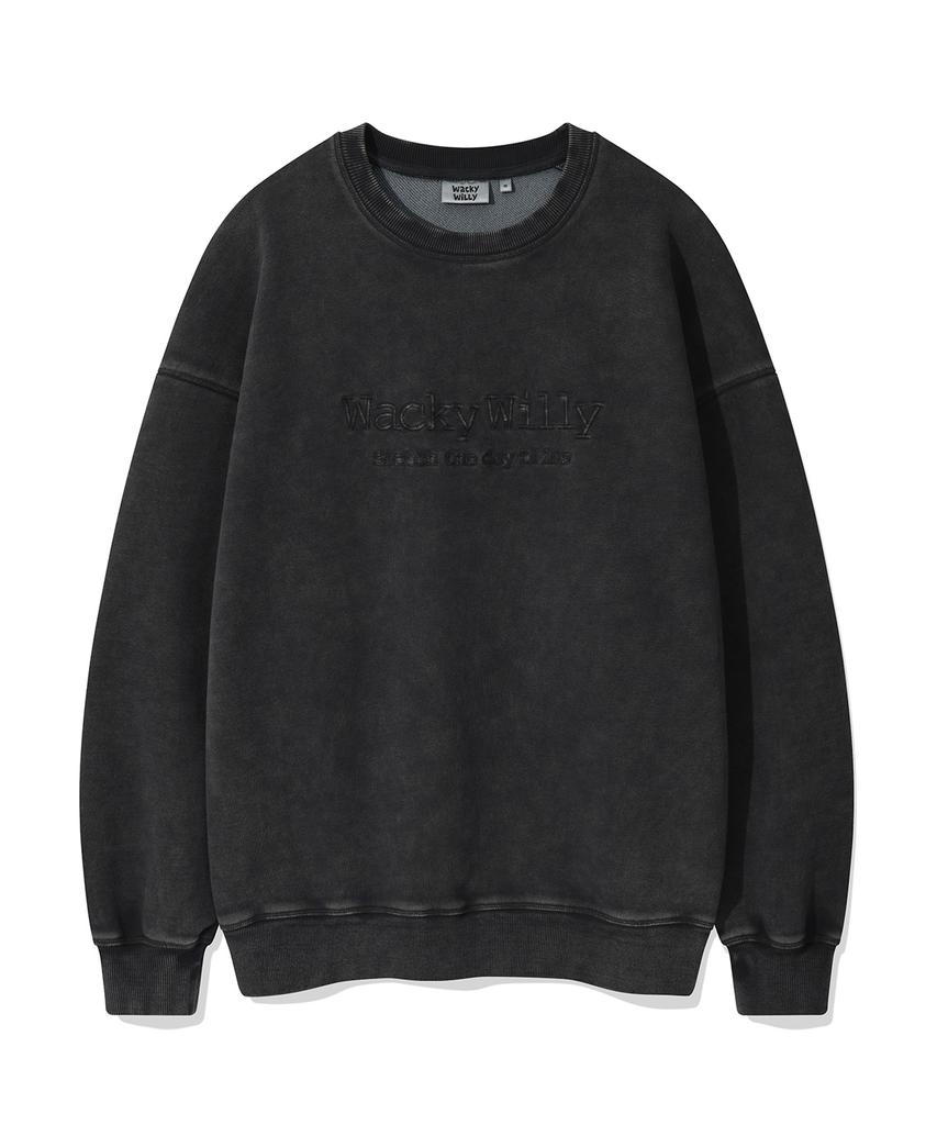 WACKY WILLY Typographic One-Point Washed Sweatshirt Charcoal
