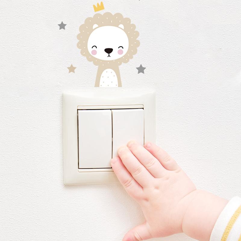 6pcs, Cute Cartoon Smiley Face Small Animal Switch Sticker Self-adhesive Wall Sticker Room Switch Decoration Sticker
