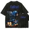 Fallout Anime Lover Washed T-shirt Year Round Clothing High Quality Personality Clothes Plus Size Unisex New Model Couples Tee