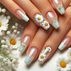 24 Pezzi Unghie Finte French Press Semplici Punte Unghie Design Striscia Amore Unghie Finte Quadrato Corte Donna Acrilico Copertura Completa Nail Art Unghia Finta