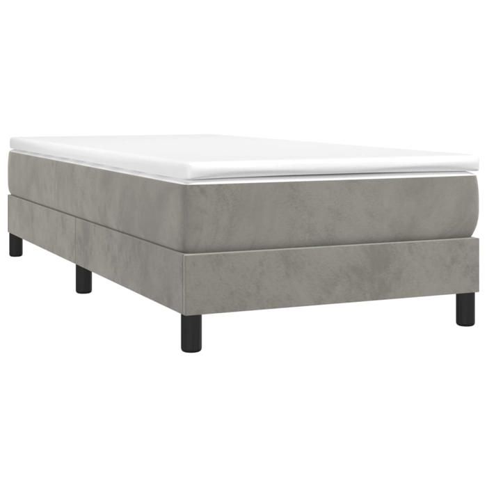 Cadre de lit avec matelas - Maison Exclusive - Velours gris clair - 80x200 cm - Relaxation maximale