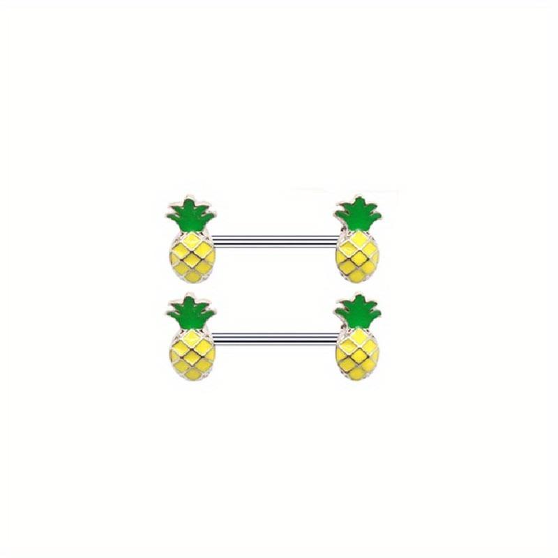 

2 шт., кольцо для сосков в форме сердца, кольцо для сосков со смайликом, кольцо для сосков с фруктами, клубника, ананас, украшения для пирсинга груди