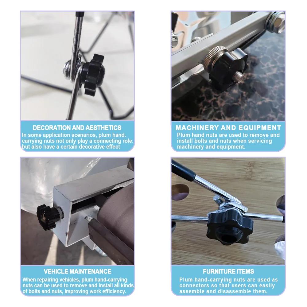 2-10pcsThumb Knob Nut M4 M5 M6 M8 M10 M12 Black White Clamping Handle Plum Thread Hand Mechanical Manual Tighten Star Nuts