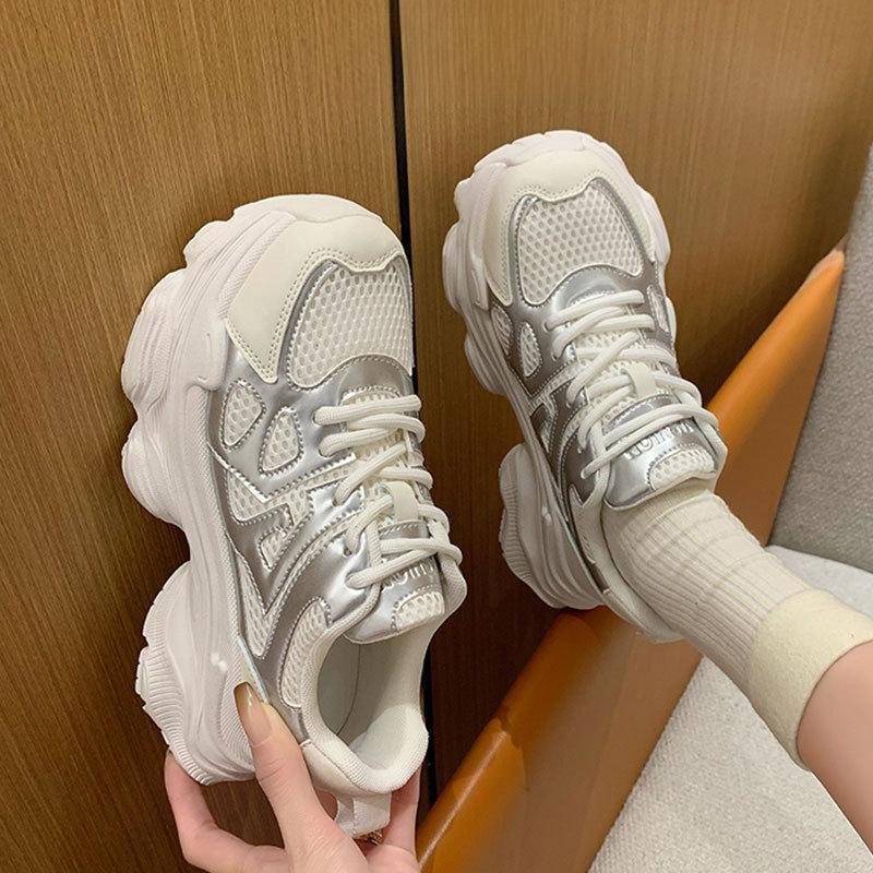 Daddy Shoes Women's Spring and Summer New Thick Bottom Mesh Elevator Breathable Casual Sneaker Tide