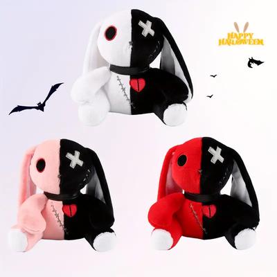 25CM Halloween Stofftier Farb-Mosaik Reborn Kaninchen Cartoon Weiches Modell für Jungen und Mädchen Weihnachtsgeschenke