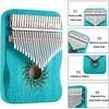 MECCANIXITY 21 Keys Thumb Piano, Blue Mini Portable Finger Piano Maple Wood Sun Pattern with Protective Bag, Tune Hammer, Sheet Music Study