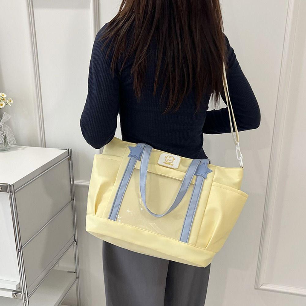 Large Capacity Messenger Bag Nylon School Tote Bag New Transparent Itabag  Handbags