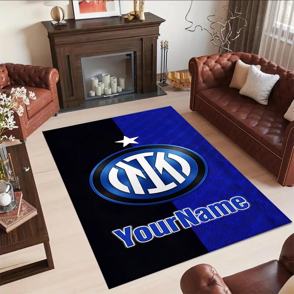 Inter Milan Personalized Text Floor Mat Design for Kitchen Bedrooms Dining Room Dormitory Antislip Carpet Decorate Offices Spiritual Gift